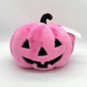 Cupcakes & Cashmere Plush Pink 3D Koda Jack O Lantern Pumpkin Pillow Halloween